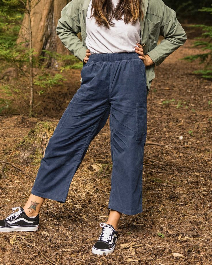 Someday Organic Corduroy Trouser - Dark Denim - XS(R)